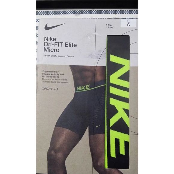 Nike KE1151 001 Sz Large Dri-Fit Elite Micro Boxer Brief Black/Volt - Picture 1 of 6